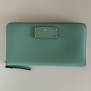 Kate Spade - Robin Egg Blue Pebbled Continental Wallet